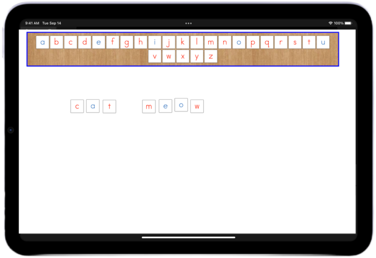Ipad with virtual Montessori materials