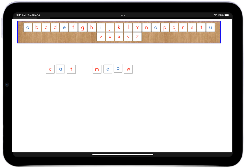 Ipad with virtual Montessori materials